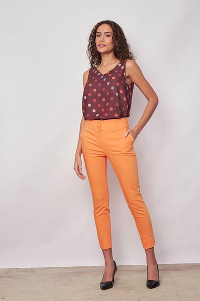 Jument Buzunar cu talie înaltă Lungime la gleznă, țesătură lycra ușoară, pantaloni eleganti de birou-mango