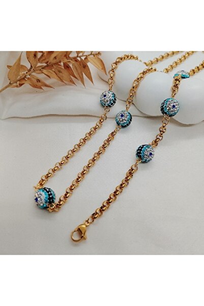 ANGELSS JEWELLERY Taşlı Nazar Boncuklu Kolye Bileklik Seti (Zirkon Taşlı Nazar Boncuklu Kolye Bileklik Seti)