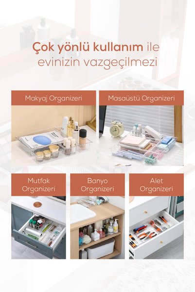 Evlinya 15'li Çekmece Içi Düzenleyici - Kozmetik Takı Aksesuar Çok Amaçlı Düzenleyici Organizer