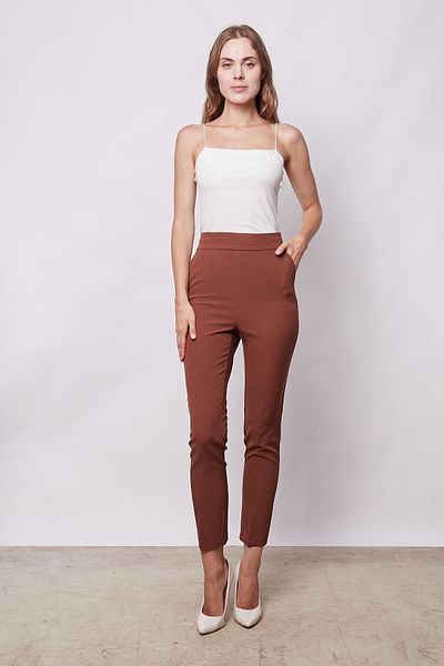 Jument Light Lycra Women's Trousers with High Waist and Side Pockets - Tan