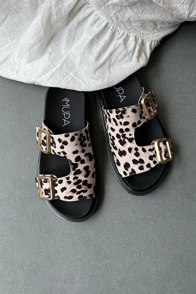 Mupa Shoes Γυναικείες παντόφλες ΜΠΕΖ LEOPARD με σχέδιο
