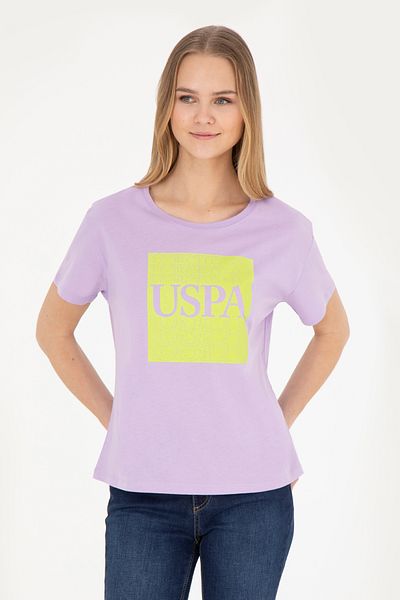 U.S. Polo Assn. Tricou liliac pentru femei - decolteu crew,50282904-VR034