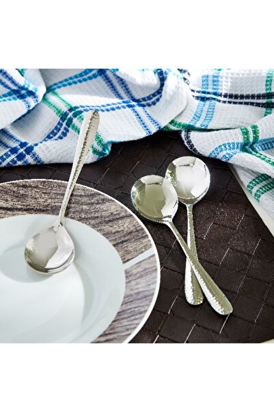 Home Box Hammered Stainless Steel Soup Spoon - Set of 3