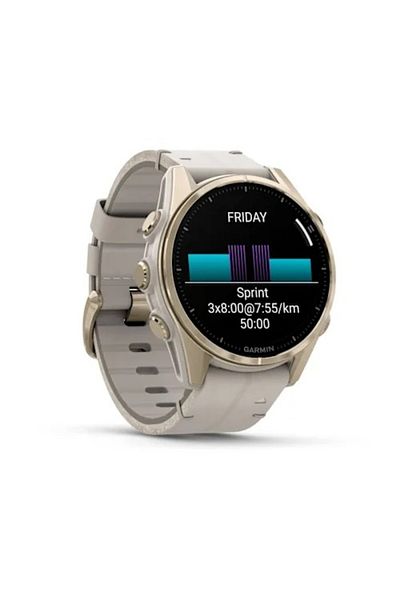 Garmin GARMIN FENIX 8 - 43 MM, AMOLED, SAPPHIRE SOFT GOLD STAINLESS STEEL WITH FOG GRAY LEATHER BAND