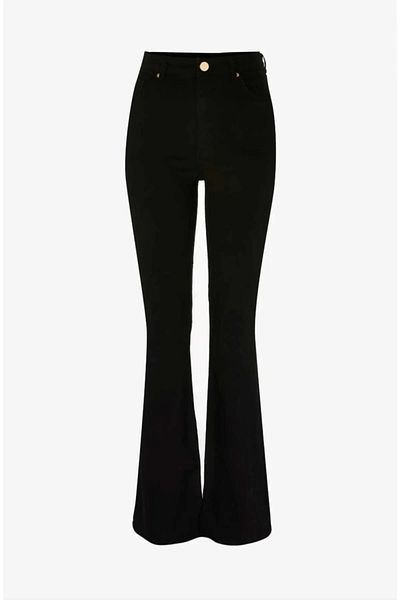 LİMABEL Blugi spanioli Ikon Flare Leg No Fade Blugi spanioli negri Pantaloni din denim cu talie înaltă