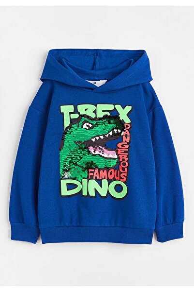 ayloş butik yeni sezon mavi  dınazor baskılı pullu sweatshirt