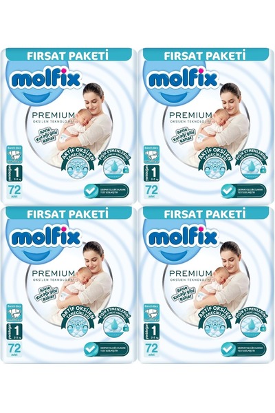 Molfix Premium Bebek Bezi Beden:1 (2-5KG) Yeni Doğan 288 Adet Avantaj Ultra Fırsat Pk