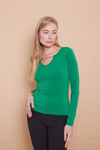 Jument Μακρυμάνικο Lycra Body Μπλούζα με αξεσουάρ από ύφασμα κρεπ-πράσινο