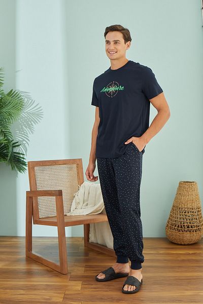 Svm 9499 Men's Printed 3-piece Pajama Set