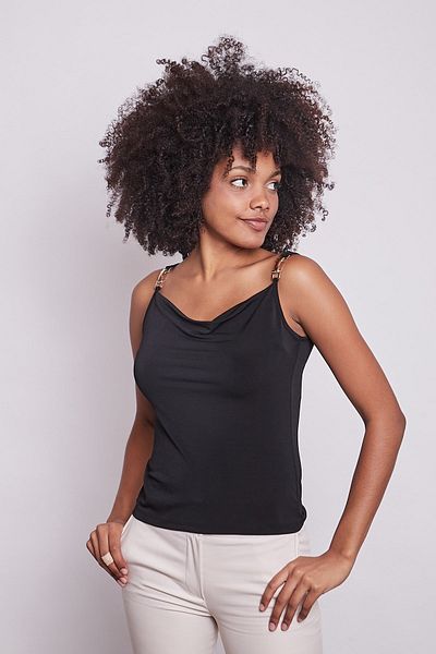 Jument Lycra crepon bumbac pieptănat guler dantelă Accesoriu Bluză fără mâneci cu detalii-negru