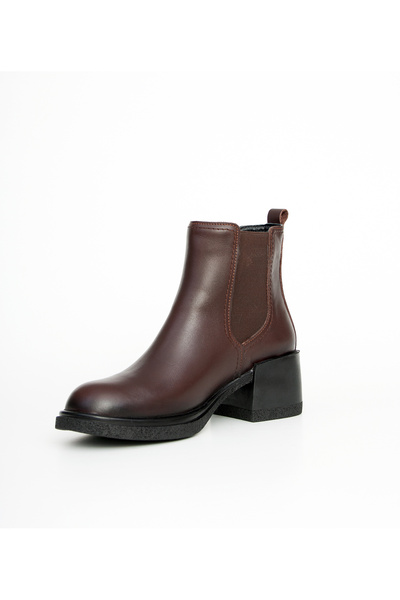 Bulls & Gulls Hakiki Deri Topuklu Kalın Taban Chelsea  Bot