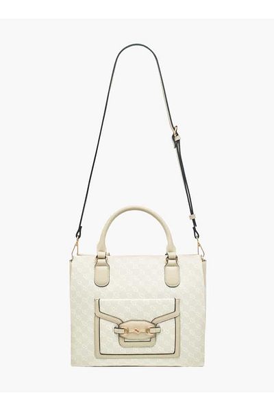 Celeste Monogram Detail Tote Bag with Detachable Strap and Zip Closure
