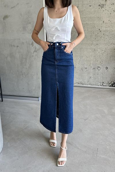 XRAY JEANS Blugi de damă din bumbac cu fantă lungă fustă albastră
