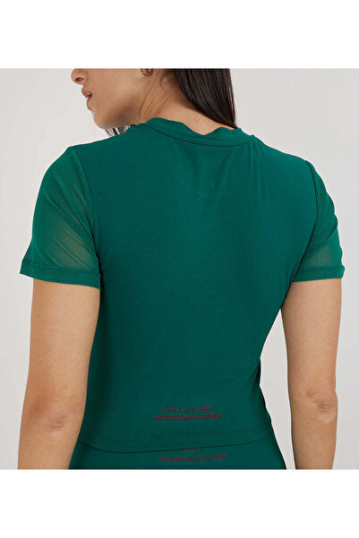 F5 Cropped Mesh Sleeve T-Shirt For Women