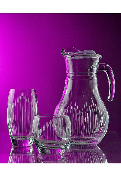 DECOCIA Pudgy 13 Piece Water and Soft Drink Cut Glass Set Vega Patterned