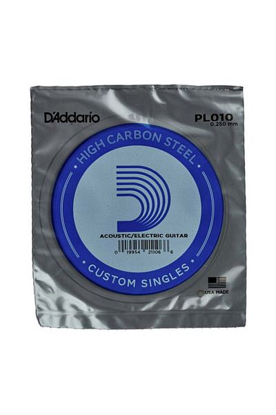 Daddario Pl010 Electro and Acoustic Single String, E-(Mi), High Carbon St Single String for Electric Guitar