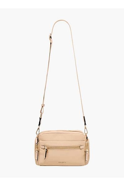 Celeste Solid Crossbody Bag with Detachable Strap and Zip Closure
