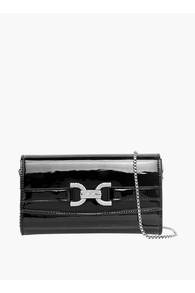 Celeste Embellished Clutch with Flap Closure and Chain Strap