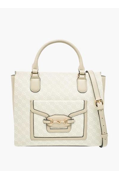Celeste Monogram Detail Tote Bag with Detachable Strap and Zip Closure