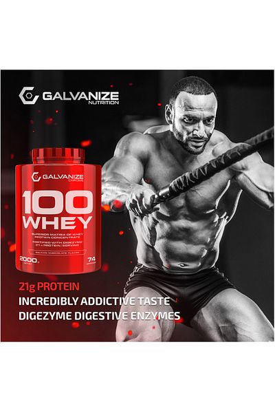 Galvanize Nutrition 100 Whey Protein 74 Serve 2000 Gr Belgian Chocolate Protein Powder