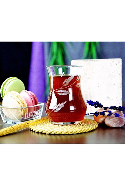 DECOCIA Afro Set of 6 Tea Glasses 170cc with Shoot Pattern