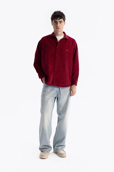 GIESTO Burgundy Velvet Shirt
