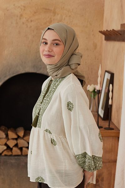 Modakaşmir Σάλι με μοτίβο δαχτυλιδιών της σειράς Soft Jacquard