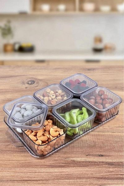 Kapris 7 Piece Midi Mix Acrylic Breakfast Presentation Set with Covered Tray F-602