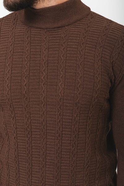 Mcr Смугастий Slim Fit напівкомірний вовняний чоловічий светр кавового кольору - 11389.22K