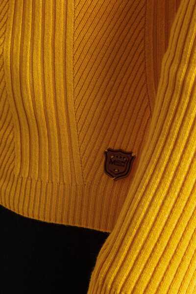 Mcr Ανδρικό πλεκτό πουλόβερ με ριγέ σχέδιο, λεπτή εφαρμογή, ολόσωμο ζιβάγκο, κίτρινο - 11336.20K