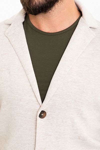 Mcr Straight Slim Fit Pocket Pocket Wool Men's Knitwear Jacket Beige - 11237.23K