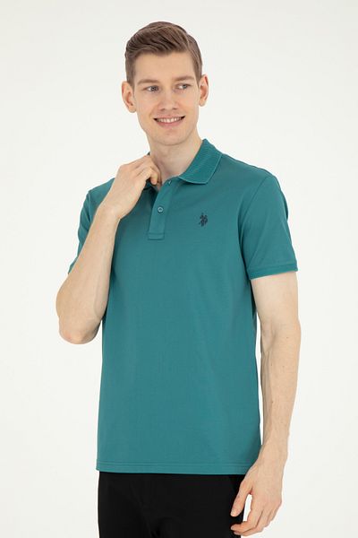 U.S. Polo Assn. Ανδρικό μπλουζάκι με κανονική εφαρμογή Polo λαιμόκοψη σκούρο πράσινο 50281840 -vr101