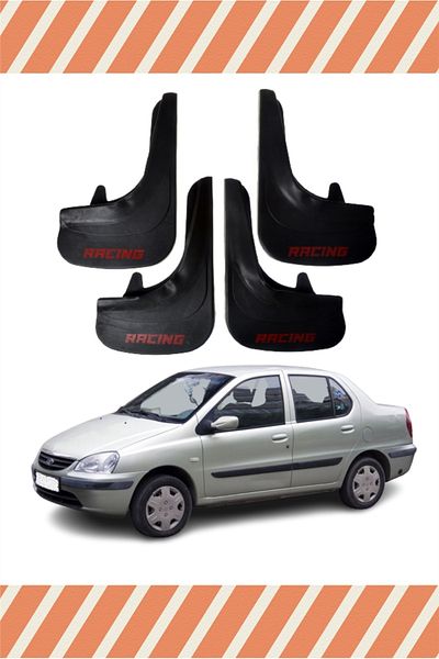 FİXFLEX Tata Indigo Racing Written 4-Piece Gaiter Mudguard Mud Flap