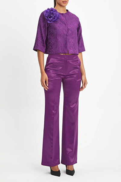 SERPİL Kısa Kollu Dokulu Mor Kap 40087