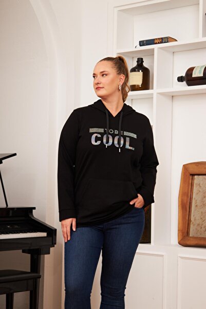 RMG Φούτερ με στάμπα σε πέτρα, σκούρο μαύρο