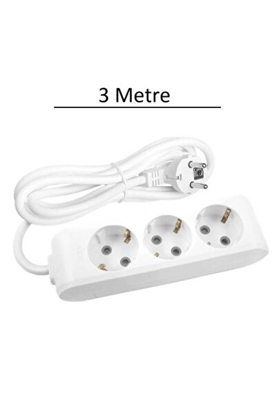 VİKO 3 Lü Topraklı Uzatma Kablosu Grup Priz 3 Metre