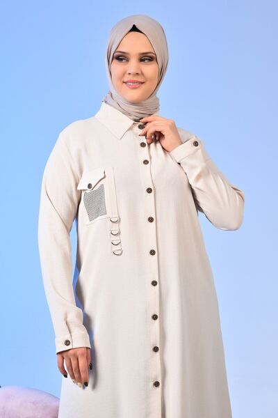 Ferace Women's Aerobin Hijab Tunic Stone Printed Stone