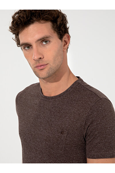 Cacharel Brown Crew Neck Slim Fit T-Shirt 50240270-Vr029