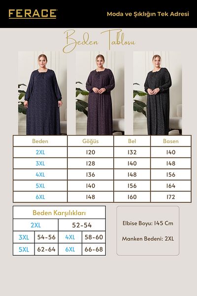 Ferace Jacquard Hijab - Women's Plus Size Mother Dress