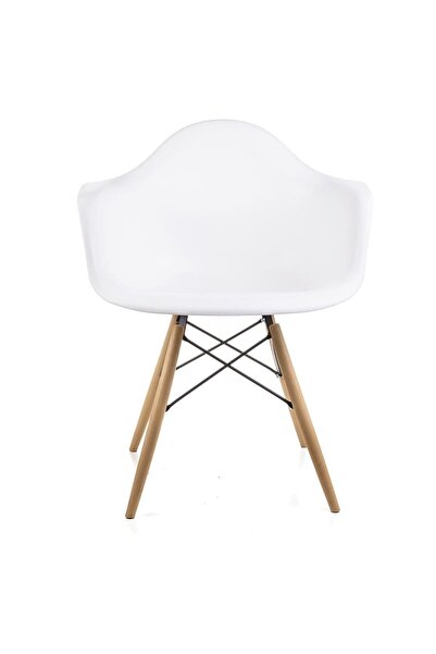 D'orcia HOME Lisa Beyaz Kolçaklı Eames Sandalye - Cafe Balkon Mutfak Sandalyesi