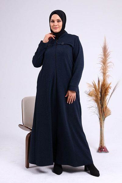 Ferace Γυναικεία Ρούχα Hijab με φερμουάρ Pardesu Winter Navy Blue