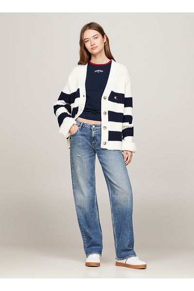 Tommy Jeans Tjw Rwb Back Flag White Women's Cardigan Cardigan - Ext
