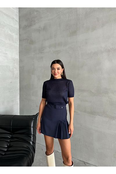 Laluvia Bluză de tricotaj cu mânecă scurtă Stella bleumarin