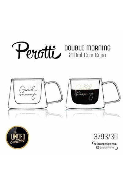 Perotti 13793 كوب قهوة زجاجي مزدوج الجدار بسعة 200 مل