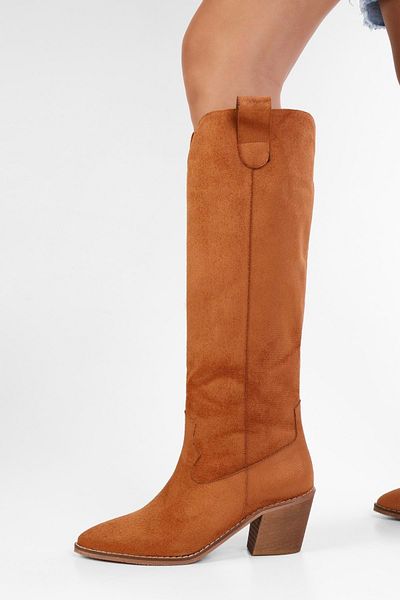 Shoeberry Γυναικείες καουμπόικες μπότες Rebel Brown Suede