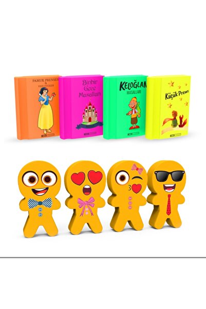 Bidigago مجموعة من 8 ممحاة كتب نيون وممحاة وجه مضحكة