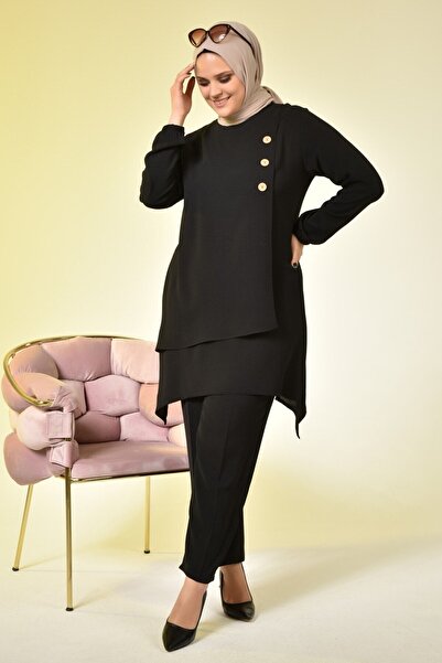 Ferace Women's Hijab Top and Bottom Set Double Pants Tunic