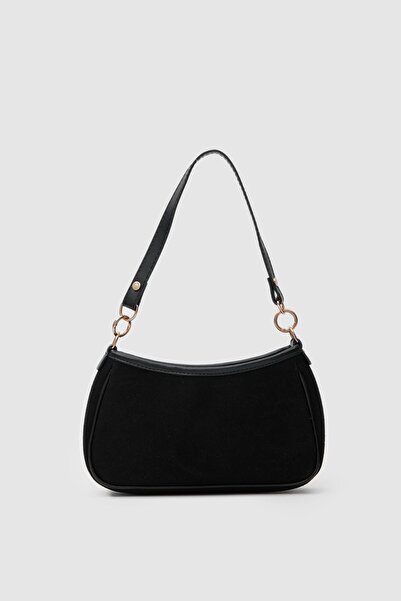 Shule Bags Farme Suede Baguette Bag Black
