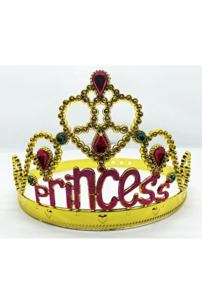 Twin Store Princess Written Gold Color Adjustable Party Crown 60 Cm
