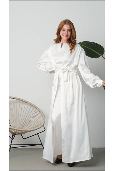 Butik10 Satin Suit Ferace White Please Ask for Measurements!